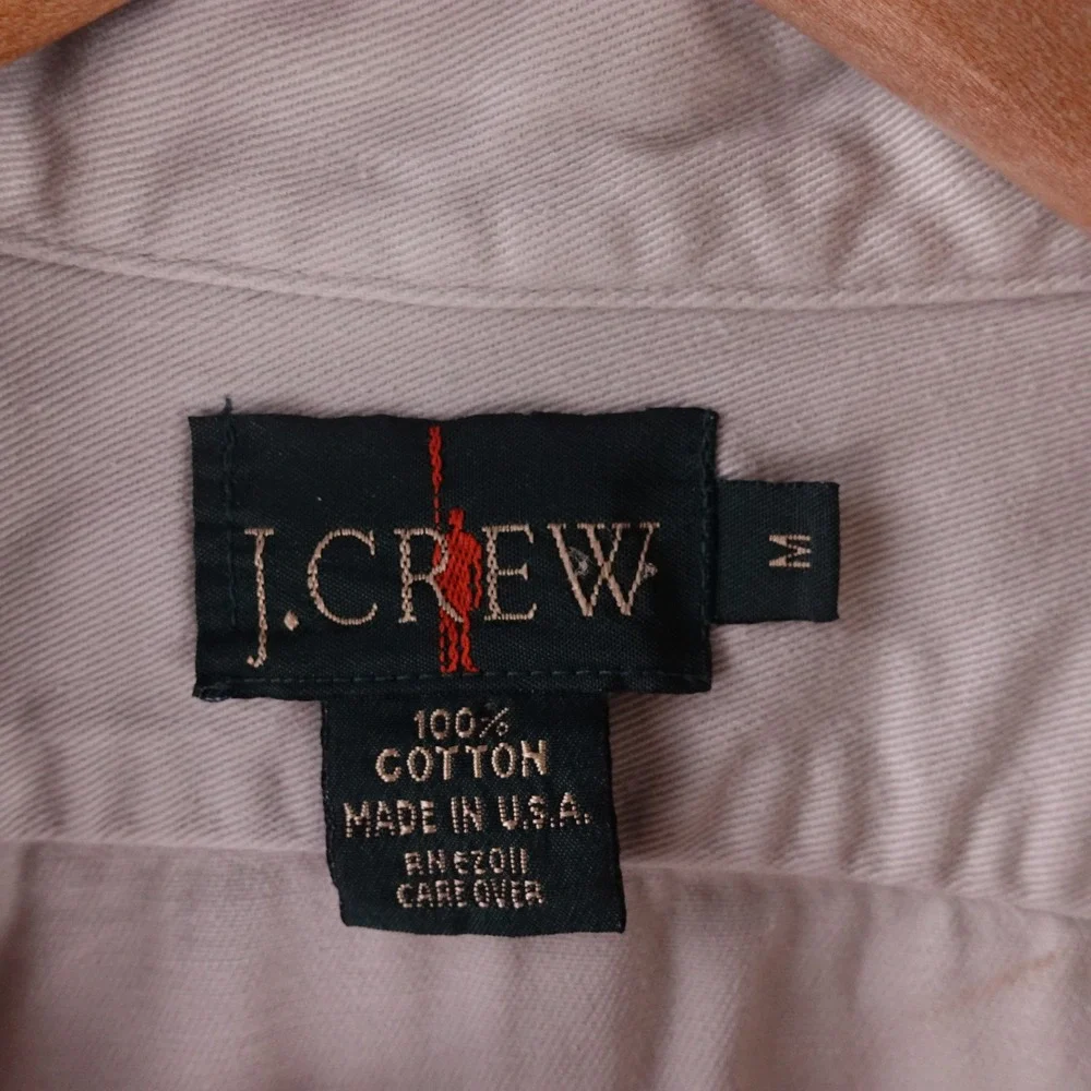 JCrew Mens Medium Oarsman Button Down Shirt Long Sleeve Cotton Twill Tan USA